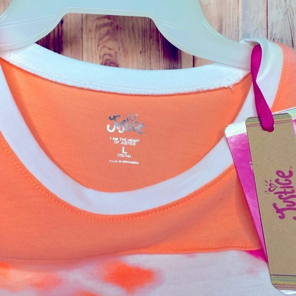 Justice Orange Pink Tie-Dye Short Sleeve Tee